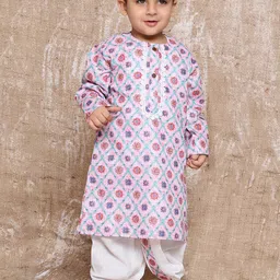 Aj DEZInES Boys Ethnic Motifs Printed Pure Cotton Straight Kurta With Dhoti Pants-picture-24