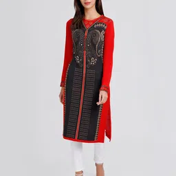 KEIKO Ethnic Motifs Woven Design Acrylic Jacquard Kurti-image-2