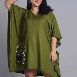 LetsDressUp Floral Printed Extended Sleeves V-Neck Regular Kaftan Kurti image 1