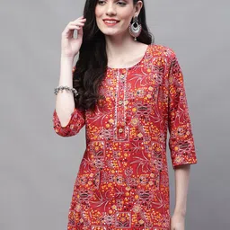 SOUNDARYA Ethnic Motif Printed Gotta Patti Pure Cotton Kurti-picture-40