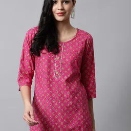 SOUNDARYA Ethnic Motifs Printed Gotta Patti Pure Cotton Kurti-picture-11