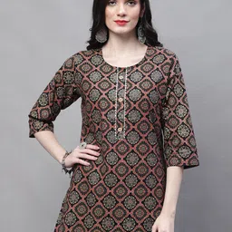 SOUNDARYA Ethnic Motifs Printed Gotta Patti Pure Cotton Kurti-picture-41