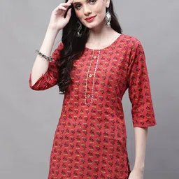SOUNDARYA Ethnic Motifs Printed Gotta Patti Pure Cotton Kurti-picture-44