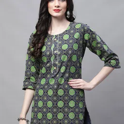 SOUNDARYA Ethnic Motifs Printed Gotta Patti Pure Cotton Kurti-picture-42