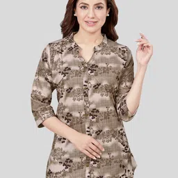 Saree Swarg Floral Printed Mandarin Collar A-Line Kurti-picture-39