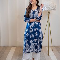 gosriki KALINI Floral Embroidered Chikankari Straight Kurta-picture-21