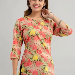 FERANOID Floral Printed Pure Cotton Kurti image 4