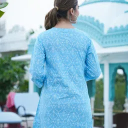 YASH GALLERY Floral Printed Pure Cotton A-Line Kurti image 5