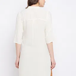 THE PAJAMA FACTORY Mandarin Collar Roll Up Sleeves Straight Kurti image 5