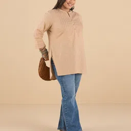 Big Hello - The Plus Life   Mandarin Collar Pure Cotton Kurti image 5