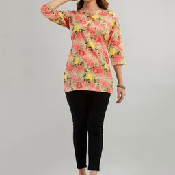 FERANOID Floral Printed Pure Cotton Kurti image 2