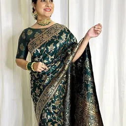 sugathari Women's Pure Kanjivaram Silk Saree Banarasi Silk Saree With Blouse Piece (SAM PARI S-7) image 3