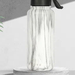 Solara Stainless Steel Vacuum Insulated Water Bottle, White Marble- 1Liter-picture-18