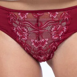 CURWISH Pack Of 2 Self Design Lace Detail Mid-Rise Bikini Briefs image 3