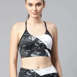 Reebok Women Black & Off-White Printed Workout Ready Low-Impact Bra-picture-25