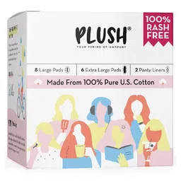 Plush Set of 14 Pure US Cotton Rash Free Sanitary Napkins & 2 Panty Liners - 8L + 6XL-picture-26
