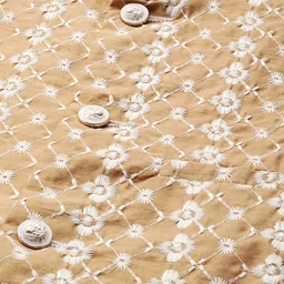 SOJANYA Men Beige & White Chikankari Embroidered Nehru Jacket image 2