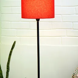 Crosscut Minimalist Red & Black Metal Cylinder Shaped Floor Lamp image 5