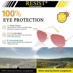 RESIST EYEWEAR Unisex Aviator Sunglasses with UV Protected Lens AV GOLD PINK REVO1 image 2