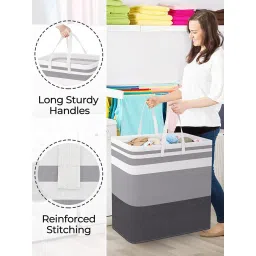 House of Quirk Grey Collapsible Large Laundry Basket - 100L image 5