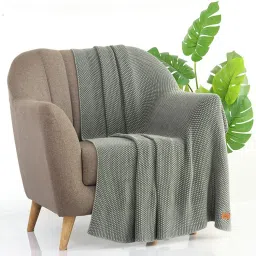 PLUCHI Knitted Purl Ryegrass Color Cotton Knitted Throw /Blanket For Round The Year Use-image-27