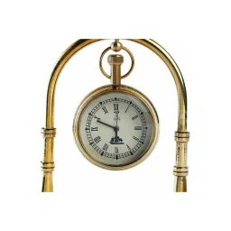Decor Antique Vintage Shinny Brass Table Decorative Clock with Compass image 2