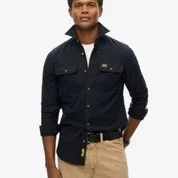 superdry Men Flannel Workwear Regular Fit Shirt with Flap Pockets-picture-47