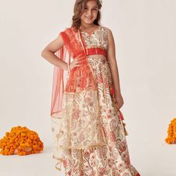 pspeaches Girls Printed Ready to Wear Lehenga & Blouse With Dupatta-picture-1