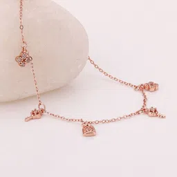 GIVA Women Rose Gold Sterling Silver Cubic Zirconia Rose Gold-Plated Link Bracelet-picture-22