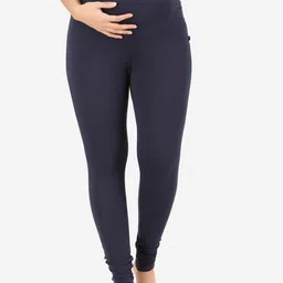 MYLO ESSENTIALS Women Navy Blue Solid Ankle Length Maternity Leggings image 4