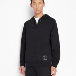 armani exchange Zip-Up Organic Cotton Hoodie with Jacquard Logo Label-picture-18