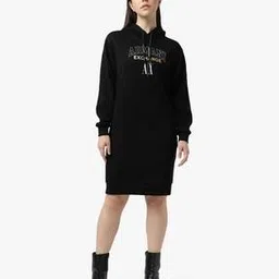 armani exchange Foil Logo Print Hooded Dress-picture-11