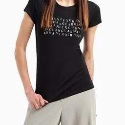 armani exchange Women Brand Print Slim Fit Round-Neck T-Shirt-picture-45
