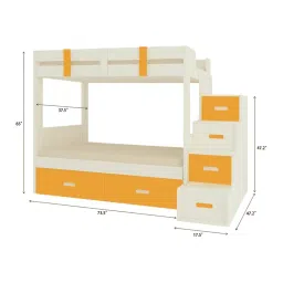 adona Suvina Engineered Wood Drawer Storage Bunk Bed Mango Yellow image 5