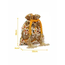 Anekaant Dangle Honey & Multi Embellished Velvet Potli image 4