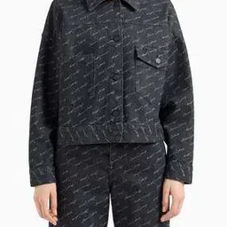 armani exchange Women All Over Brand Signature Print Regular Fit Denim Jacket-picture-39