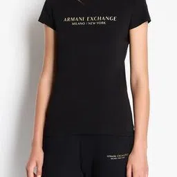 armani exchange Women Essential Brand Print Slim Fit Round-Neck T-Shirt-picture-43
