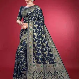 suntex Women Floral Woven Silk Saree image 2