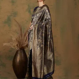 manvaa Women Floral Woven Banarasi Silk Saree image 2