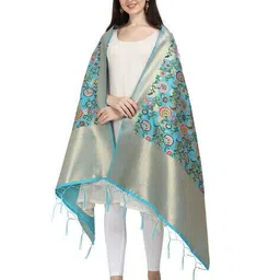 devangi Floral Print Banarasi Silk Dupatta image 2