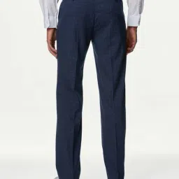 marks & spencer Men Checked Regular Fit Flat-Front Trousers image 2