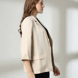 fig Women Regular Fit Blazer with Flap Pockets image 2