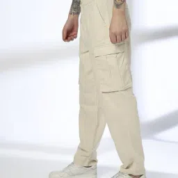 john players Men Flat-Front Cargo Fit Trousers image 2