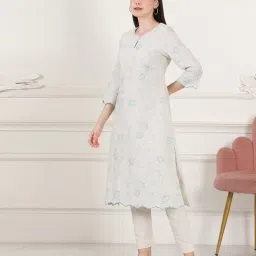 Women Floral Print A-Line Kurta image 2