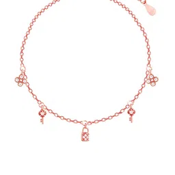 GIVA Women Rose Gold Sterling Silver Cubic Zirconia Rose Gold-Plated Link Bracelet image 3
