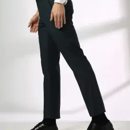 john players Men Slim Fit Flat-Front Trousers image 2