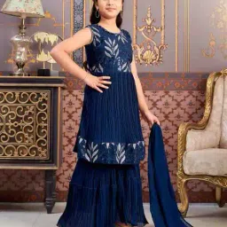 aarika girls ethnic Girls Embroidery Kurta Suit Set image 2