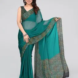 mirchi fashion Chiffon Saree with Printed Border image 2