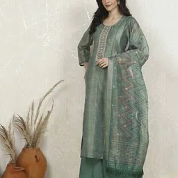 biba Women Embroidery Unstitched Dress Material image 2