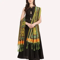 svaraa Women Digital Print Assam Silk Dupatta image 2